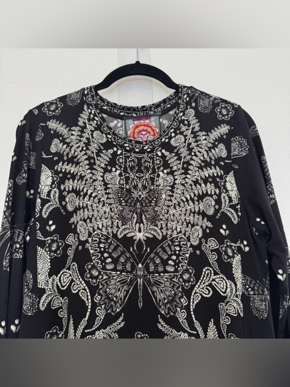 Johnny Was The Janie Favorite A-Line Dress Farfalla Joan Black Butterfly Floral - Picture 8 of 15